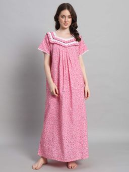 SEPHANI - Women Cotton Nightdress Pink