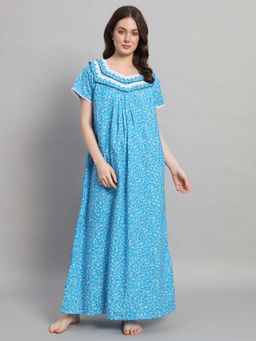 SEPHANI - Women Cotton Nightdress Blue