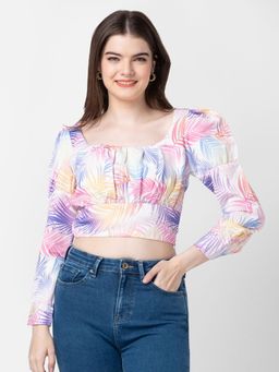 Spykar - Women Multi-color Cotton Floral Crop Top