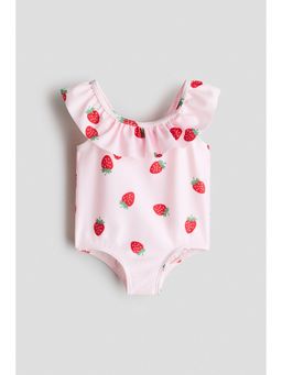 H&M - Girls Pink Frill-Trimmed Swimsuit