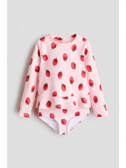 H&M - Girls Pink Printed Swim Top and Bottom