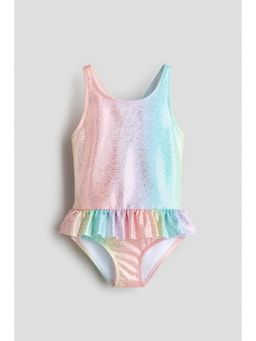 H&M - Girls Multi-Color Flounce-Trimmed Swimsuit