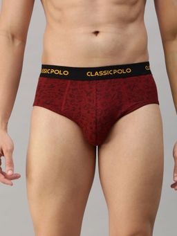 Classic Polo - Mens Modal Slim Fit Printed Brief - Red