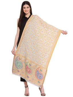 Anekaant - Beige & Multi Paisley Woven Design Woolen Shawl
