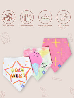 Mi Arcus - MiArcus 100% Cotton Printed Triangle Bib with Snap Button Closure 0-3 M Pack of 3