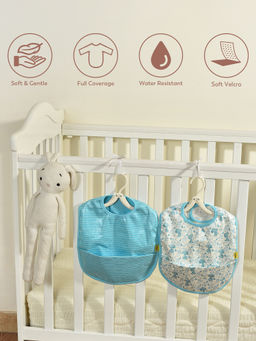 Mi Arcus - 100% Cotton Peanuts Snoopy Print Bib with TPU Laminated 6-24 M -Blue Pk of 2