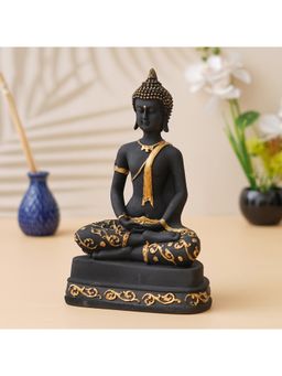 eCraftIndia - Black & Golden Polyresin Handcrafted Meditating Buddha Statue