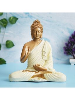 eCraftIndia - Cream Polyresin Handcrafted Blessing Lord Buddha Idol
