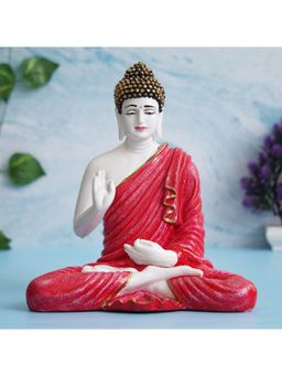 eCraftIndia - Red Polyresin Handcrafted Blessing Lord Buddha Idol