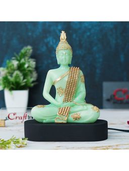 eCraftIndia - Green and Golden Polyresin Handcrafted Meditating Lord Buddha Statue