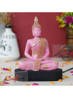 eCraftIndia - Pink and Golden Polyresin Handcrafted Meditating Lord Buddha Statue
