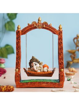 eCraftIndia - Multicolor Polyresin Lord Ganesha Idol Resting On A Swing Decorative Showpiece