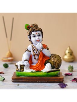 eCraftIndia - Polyresin Handcrafted Little Krishna Idol Eating Makhan Decorative Showpiece
