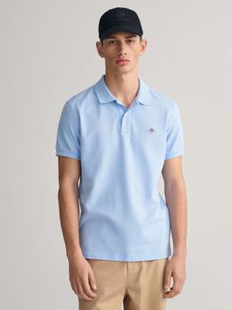 GANT - Men Blue Solid Collared Polo T-Shirt