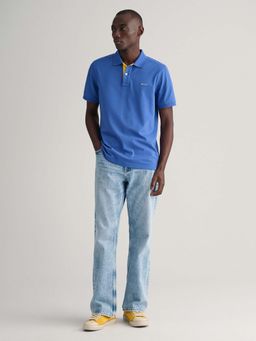 GANT - Men Blue Solid Collared Polo T-Shirt