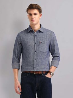AD By Arvind - Blue Modern Slim Fit Twill Shirt