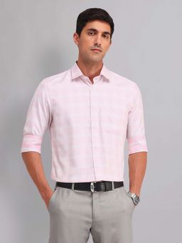 AD By Arvind - Pink Regular Fit Checked Twill Shirt