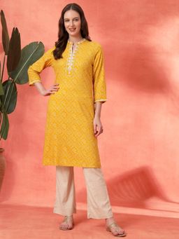 Nayam by lakshita - Women Yellow Printed Kurta