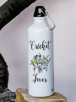 Indigifts - Cricket Fever Quotes Printed Aluminium Water Bottle 750ml White