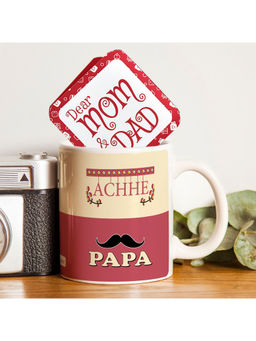 Indigifts - Gift for Father Achhe Papa Beautiful Coffee Mug 325ml Pink