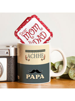 Indigifts - Gift for Father Achhe Papa Beautiful Coffee Mug 325ml Dark Grey