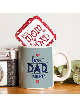 Indigifts - Gift for Papa Best Dad Ever Ethnic Coffee Mug 325ml Grey