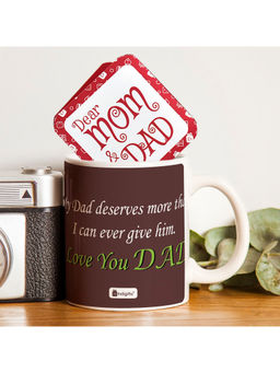 Indigifts - I Love You Dad Decorative Ceramic Coffee Mug 325ml Brown