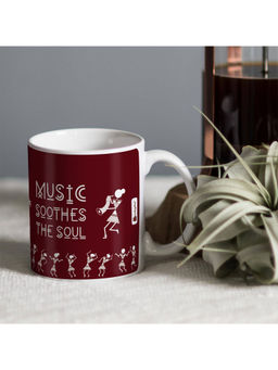 Indigifts - Music Lovers Digitally Printed Maroon Ceramic Coffee Mug 325ml