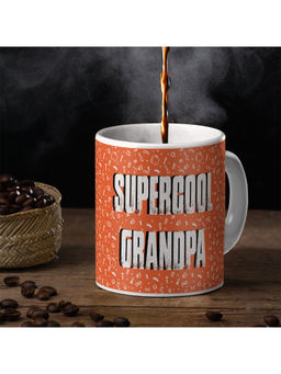 Indigifts - Grandfather Birthday Gift Supercool Grandpa Quote Orange Coffee Mug 325ml