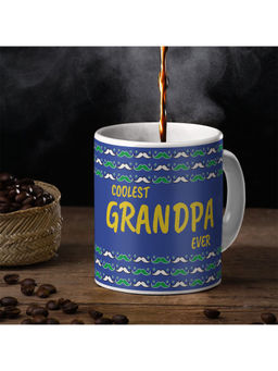 Indigifts - Grandfather Birthday Gift Coolest Grandpa Ever Quote Blue Coffee Mug 325ml