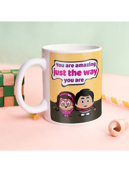 Indigifts - Jungle-Jalebi Hippo With Balloons Printed Kids Coffee Mug 325ml Yellow