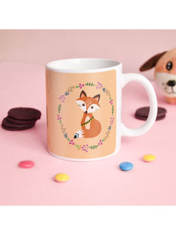 Indigifts - Cute Cat Printed Coffee Mug for Kids 325ml Peach