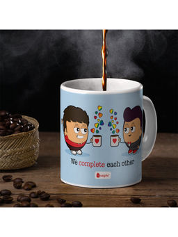 Indigifts - We Complete Each Other Quote Blue Coffee Mug 325ml