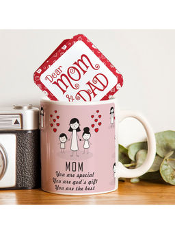 Indigifts - Mom & Child Happy Moments Beautiful Coffee Mug 325ml Pink