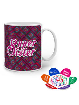 Indigifts - Raksha Bandhan Gifts for Sister Super Sis Quote Coffee Mug 325ml Purple