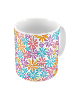 Indigifts - Funky Gifts Colourful Summer Flowers Pattern Multi-Color Coffee Mug 325ml