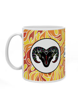 Indigifts - Zodiac Sign Aries Printed Ceramic Coffee Mug 325ml Multi-Color