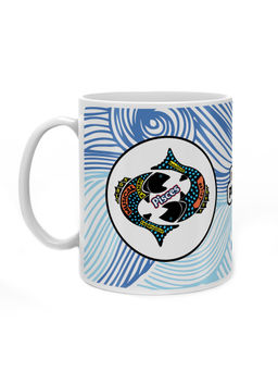 Indigifts - Zodiac Mug Gift Pisces Printed Ceramic Coffee Mug Blue 325ml