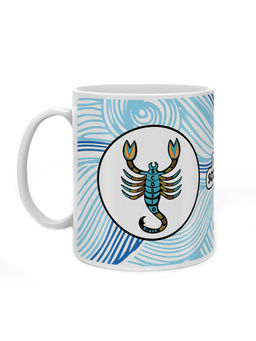 Indigifts - Zodiac Sign Gifts Scorpio Blue Printed Ceramic Coffee Mug 325ml