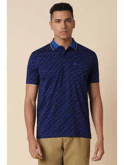 Allen Solly - Men Navy Blue Print Polo Neck Printed T-Shirt
