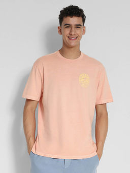 American Eagle - Men Peach Logo Graphic Printed T-Shirt