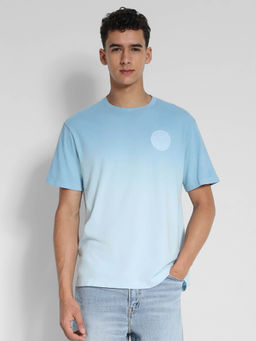 American Eagle - Men Blue Dip Dye Logo Ombre Graphic T-Shirt