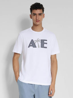 American Eagle - Men White Logo Graphic Design T-Shirt