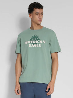 American Eagle - Men Green Logo Graphic Design T-Shirt