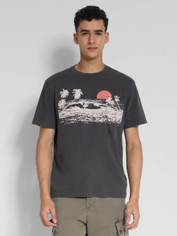American Eagle - Men Grey Graphic Print T-Shirt