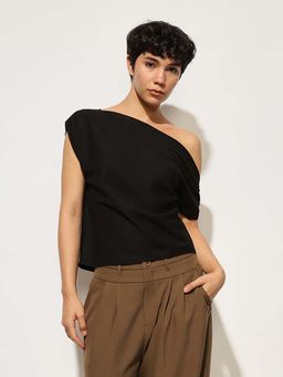 ONLY - Black Draped One Shoulder Top