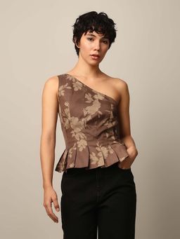 ONLY - Brown Printed One Shoulder Top