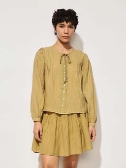 ONLY - Brown Seersucker Top