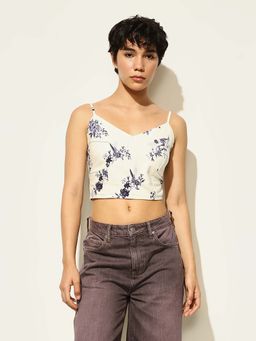 ONLY - White Printed Crop Top