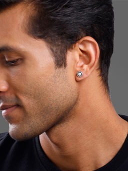 GIVA - 925 Silver Black Ice Stud For Men